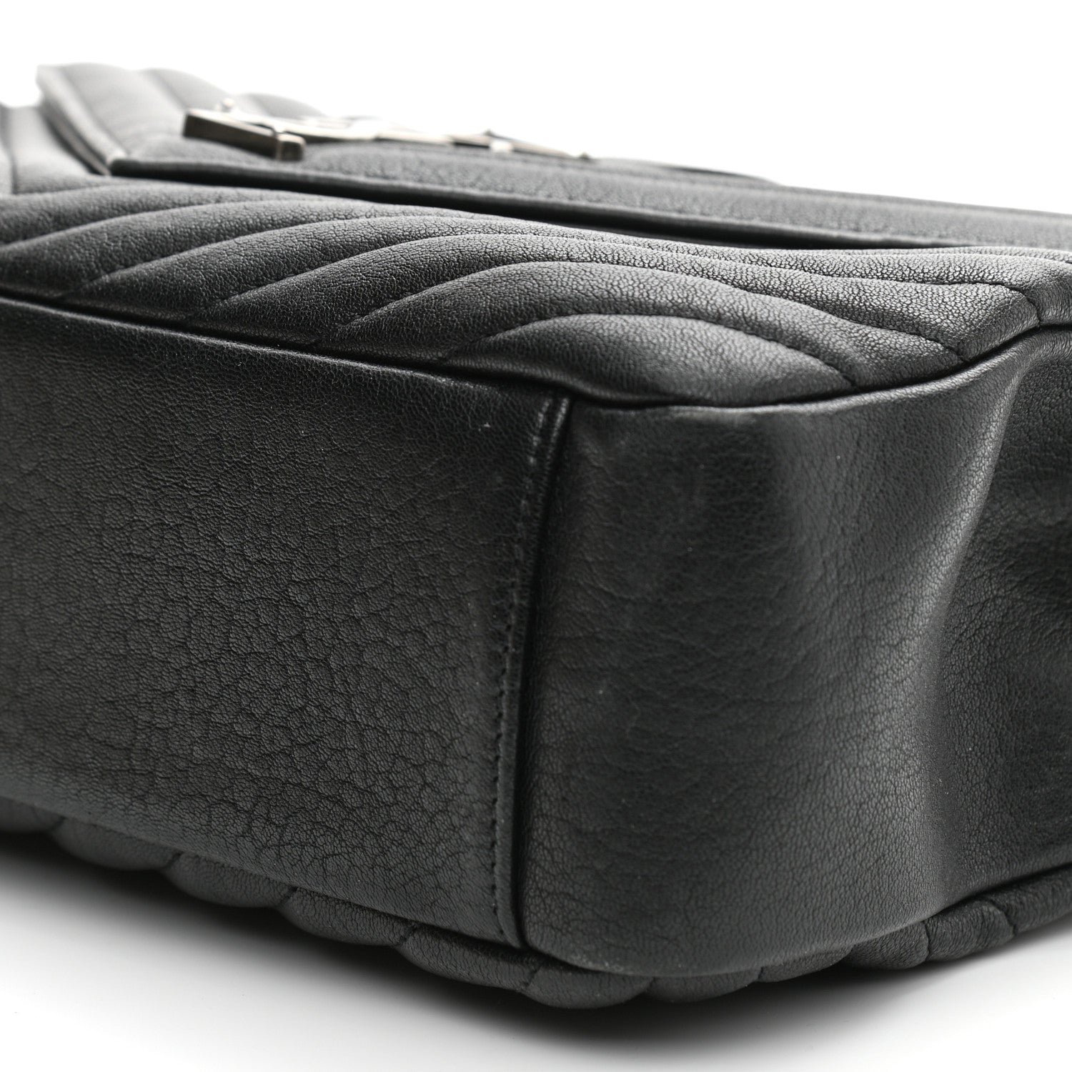 Saint Laurent Sheepskin Matelasse Chevron Monogram Large College Satchel Black 11 of 12