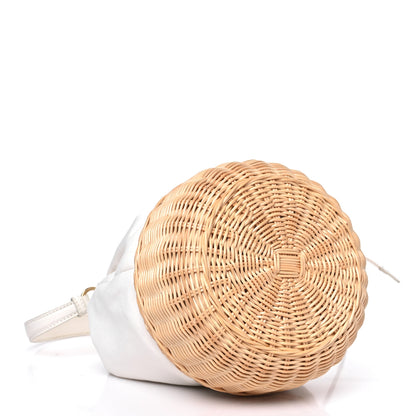 Prada Wicker Canvas Bucket Bag Naturale White 4 of 11