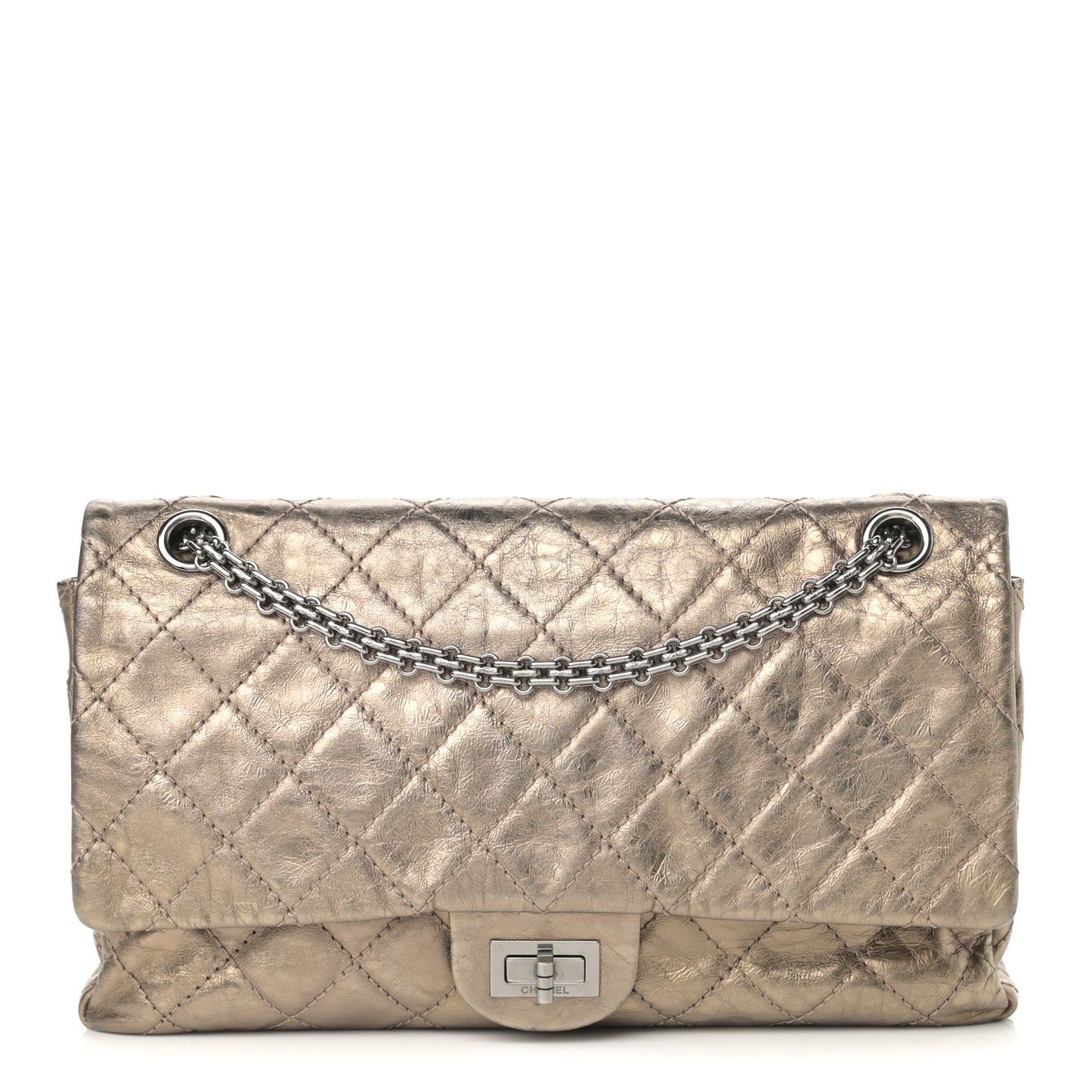 Metallic Aged Calfskin Quilted 2.55 Reissue 227 Flap Gold