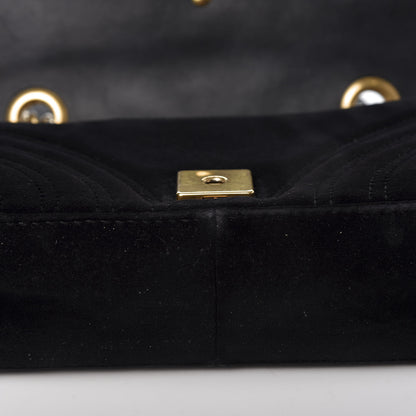 Gucci Velvet Matelasse Mini GG Marmont Shoulder Bag Black 16 of 19
