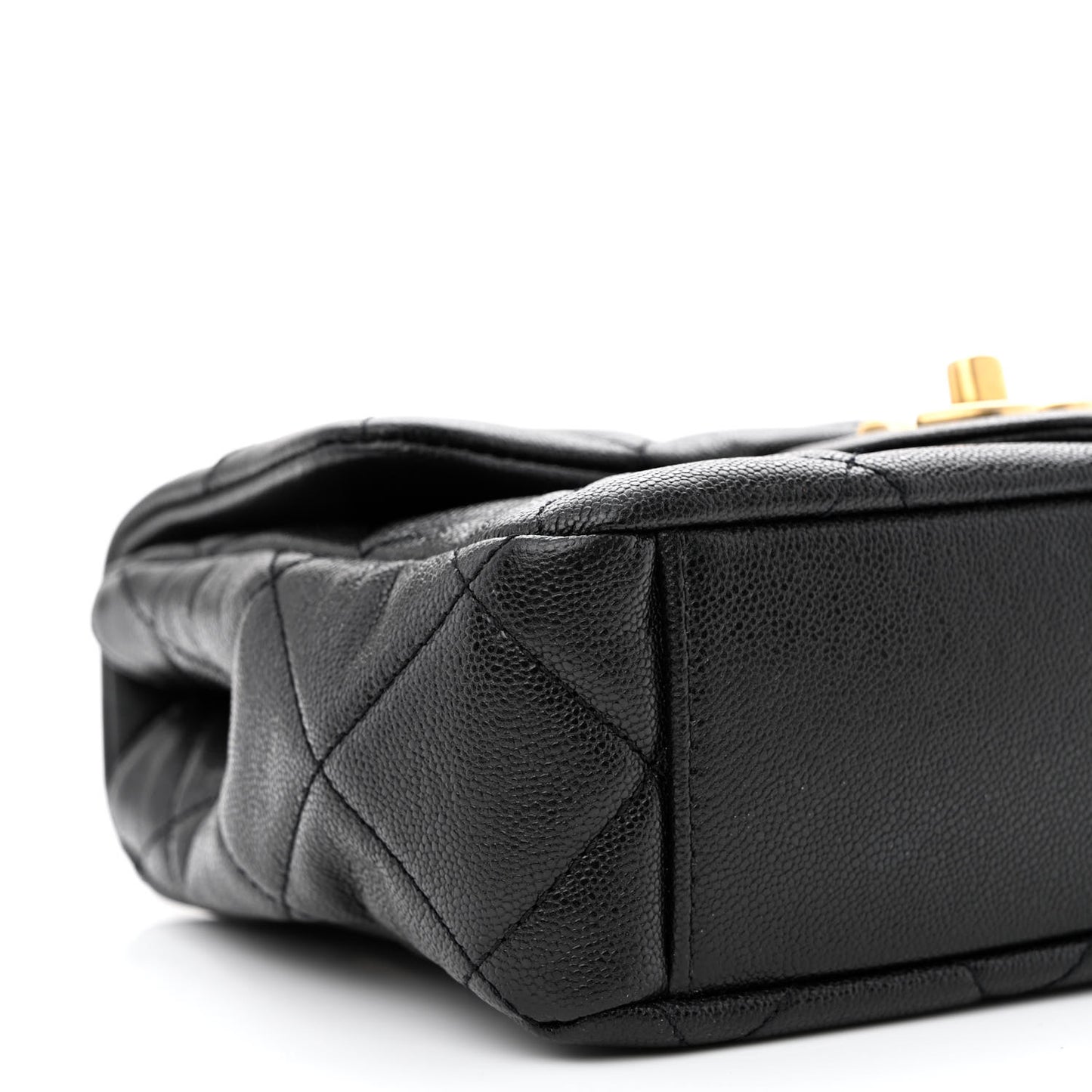 Shiny Caviar Quilted Mini Top Handle Flap Black