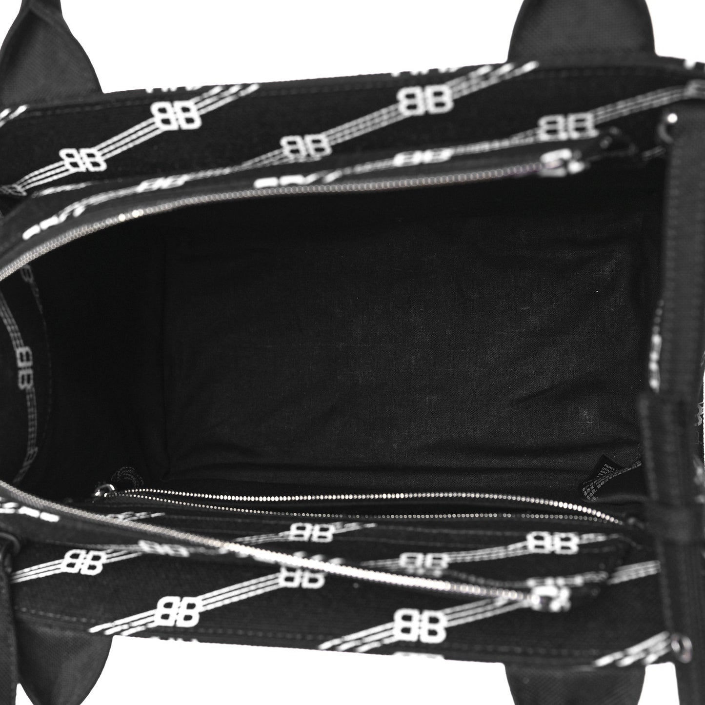 Cotton Canvas Diagonal BB Monogram Small Sharp Tote Black White