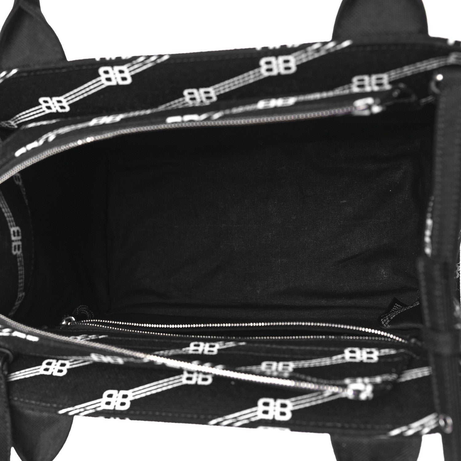 Balenciaga Cotton Canvas Diagonal BB Monogram Small Sharp Tote Black White 5 of 8