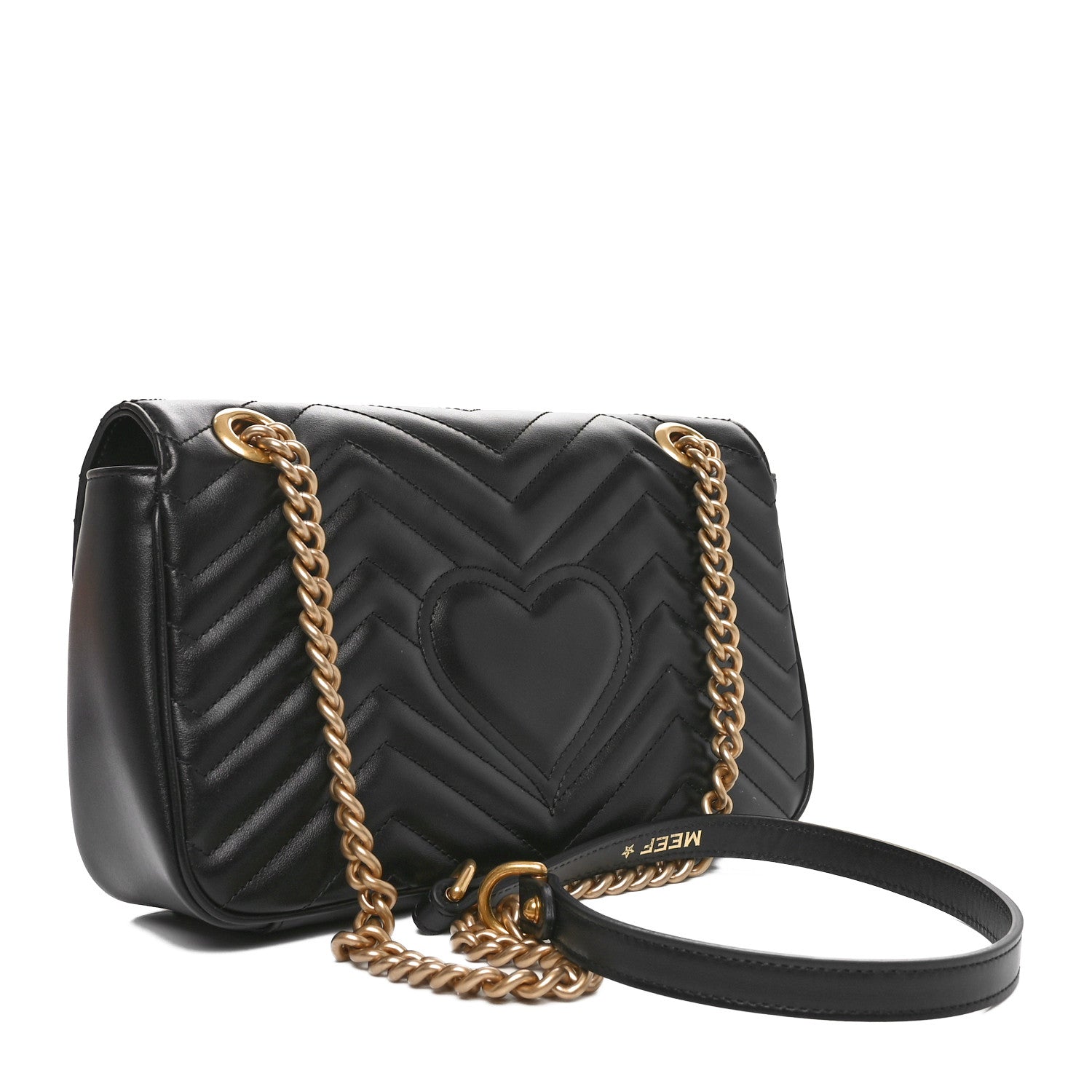 Gucci Calfskin Matelasse Small GG Marmont Shoulder Bag Black 3 of 11