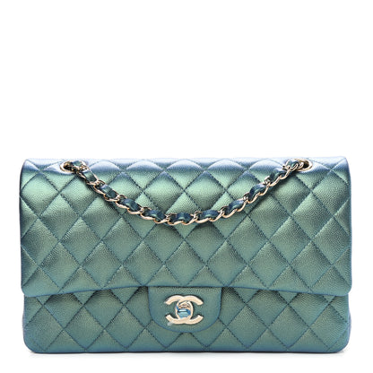 Chanel Iridescent Caviar Quilted Medium Double Flap Green 1 of 9