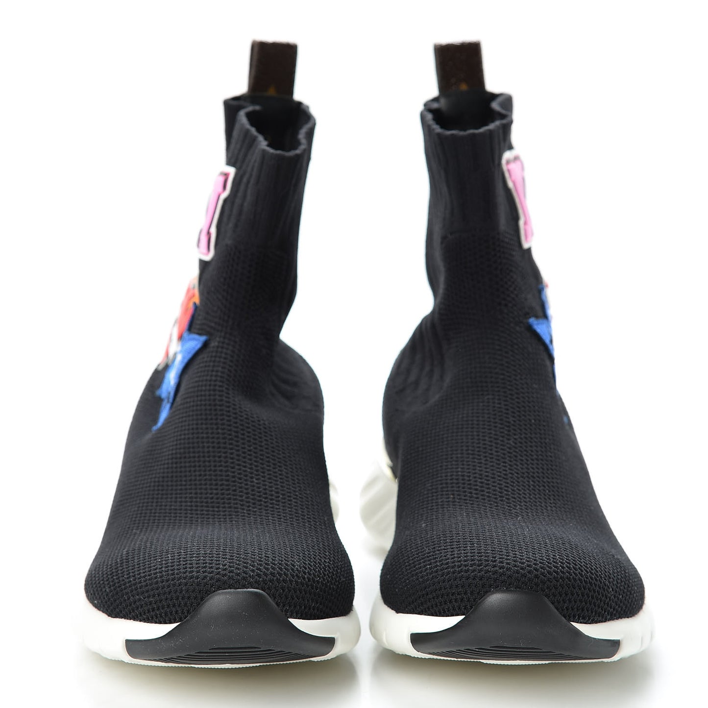 Stretch Fabric LV Black Heart Sock Sneaker 38.5 Black