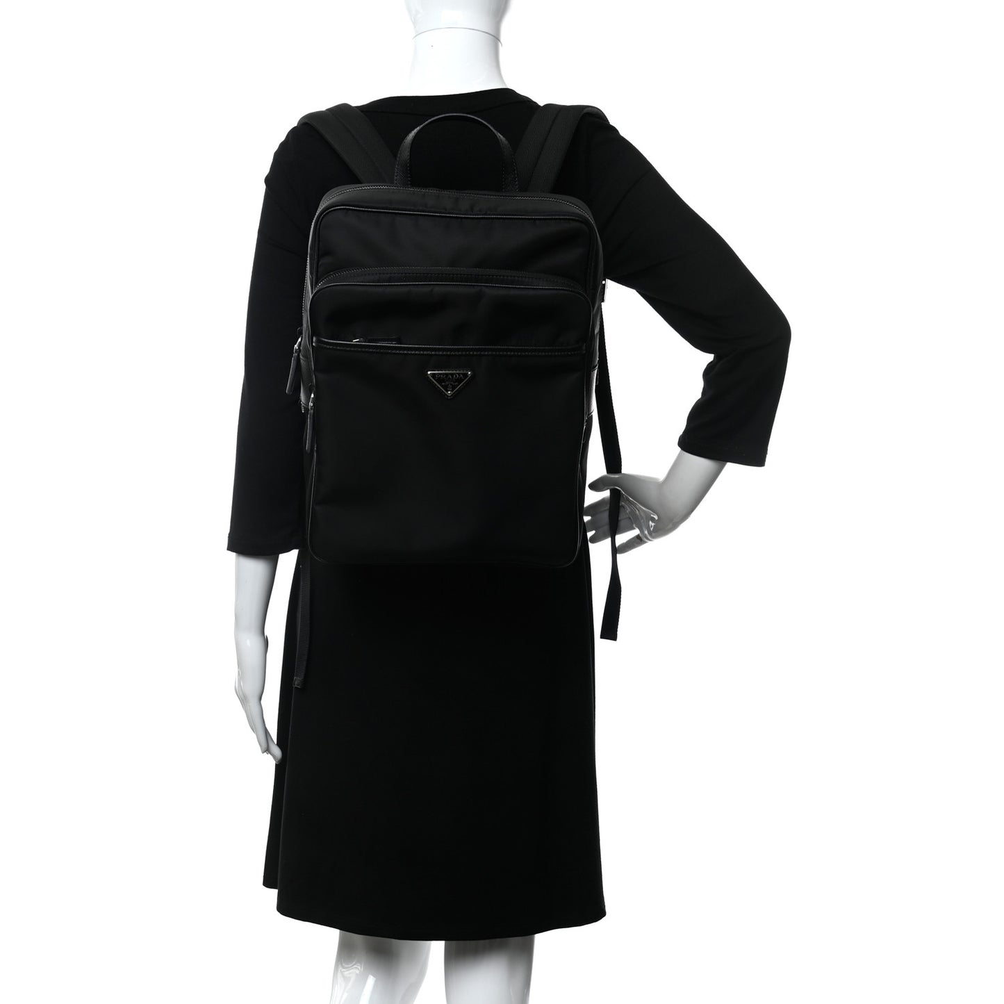 Re-Nylon Saffiano Mens Backpack Black