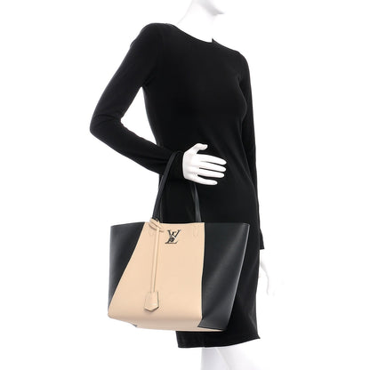 Louis Vuitton Calfskin Lockme Cabas Vanille Black 2 of 10