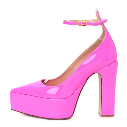 Valentino Garavani Patent Tan-Go 45/135mm Platform Pumps 38.5 Pink PP 1 of 10