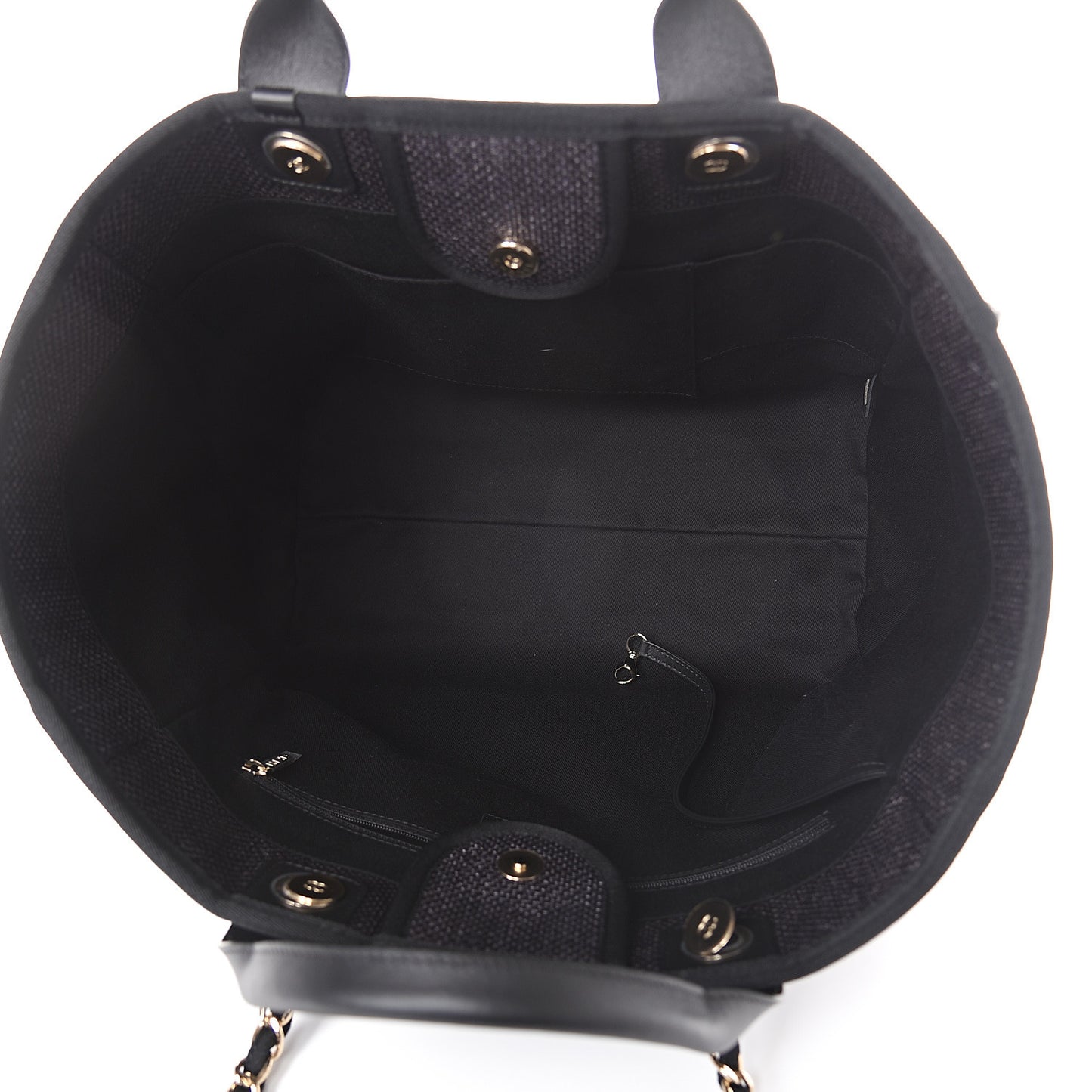 Woven Straw Raffia Medium Deauville Tote Black