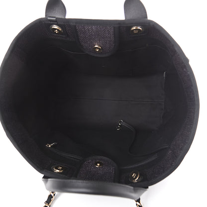 Chanel Woven Straw Raffia Medium Deauville Tote Black 4 of 8