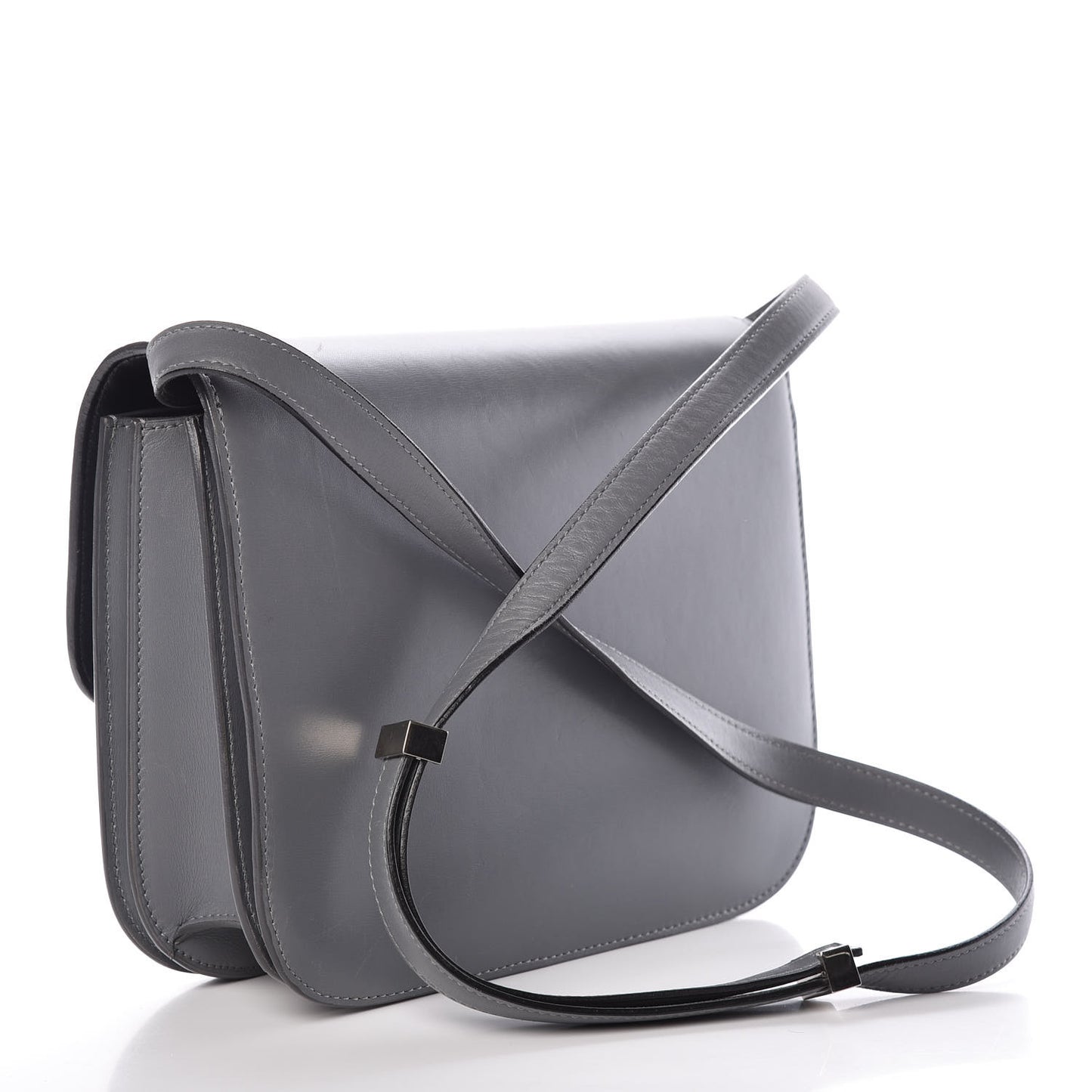 Box Calfskin Medium Classic Box Flap Bag Grey