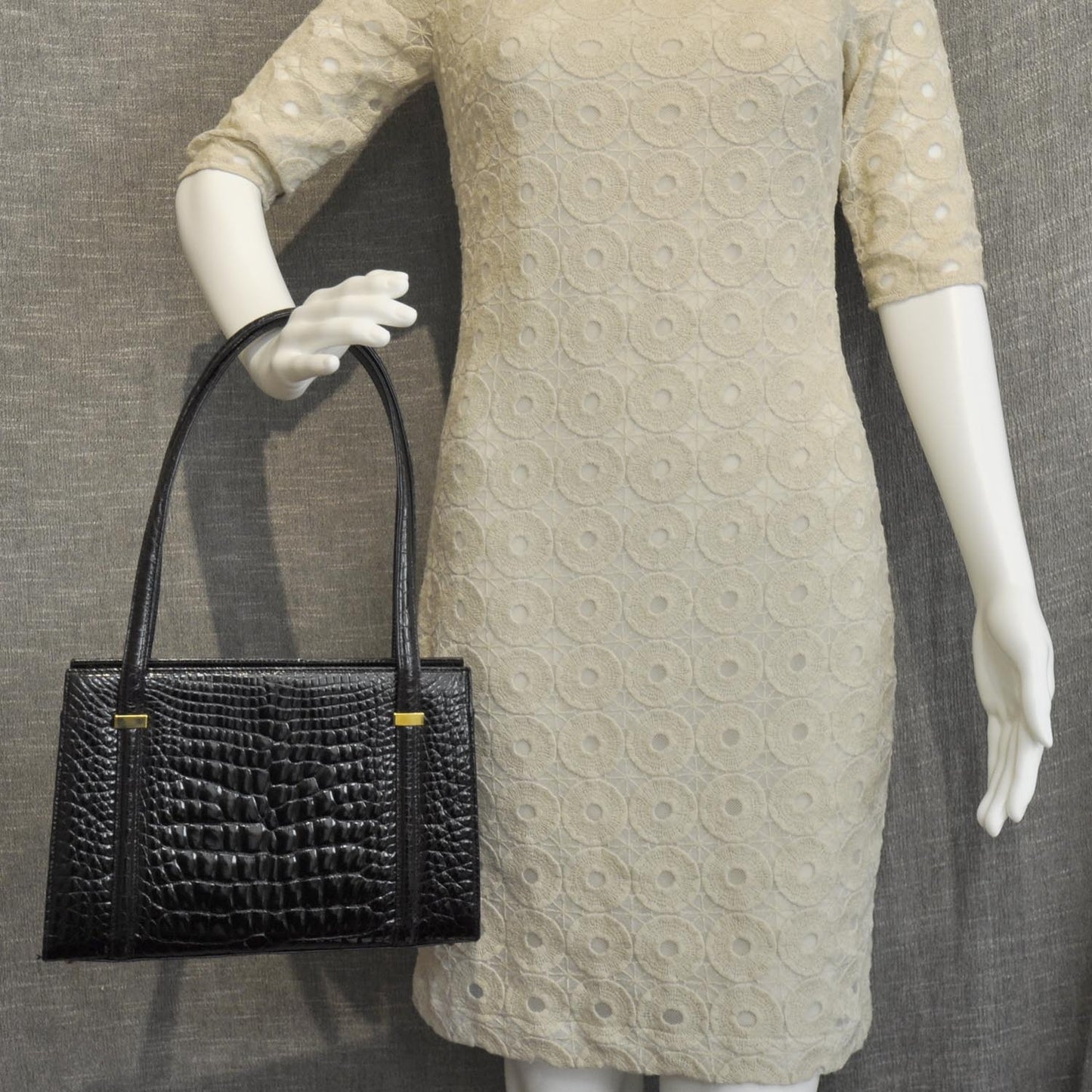 Crocodile Frame Bag Black