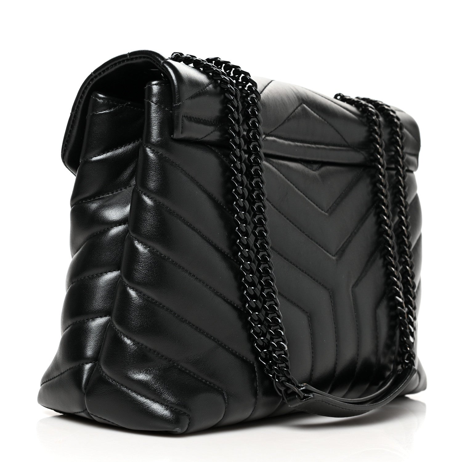 Saint Laurent Calfskin Y Quilted Monogram Medium Loulou Chain Satchel Black 3 of 12