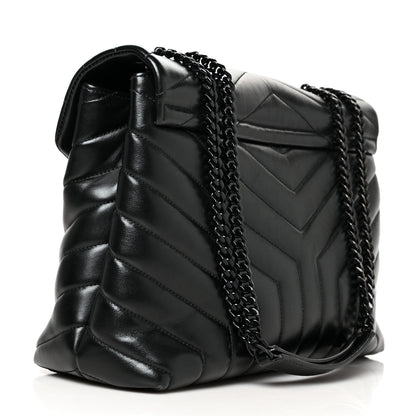 Saint Laurent Calfskin Y Quilted Monogram Medium Loulou Chain Satchel Black 3 of 12