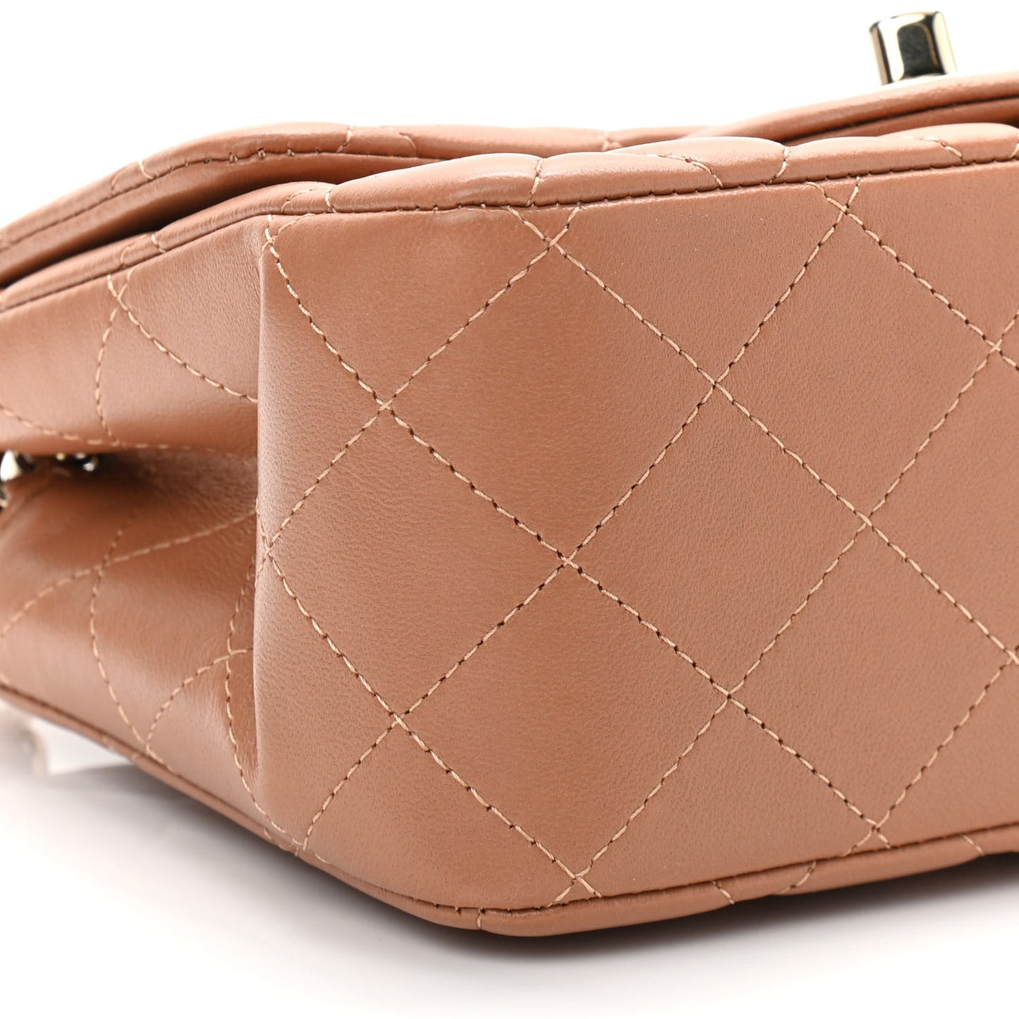 Lambskin Quilted Mini Square Flap Brown