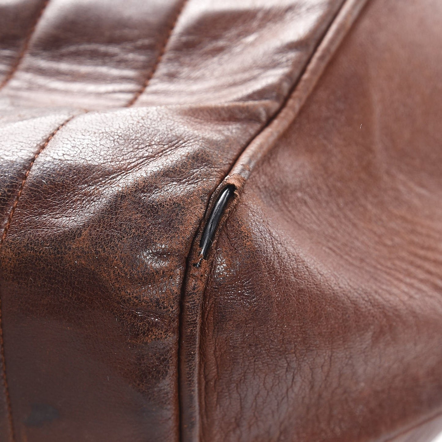 Lambskin Vertical Quilt Maxi Flap Brown
