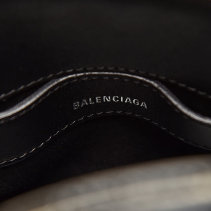 Balenciaga Shiny Calfskin Logo Crocodile Embossed XXS Ville Top Handle Bag Black White 8 of 10