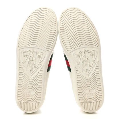 Gucci Calfskin Ayers Bee Embroidered Womens Ace Sneakers 37 White Green 5 of 9