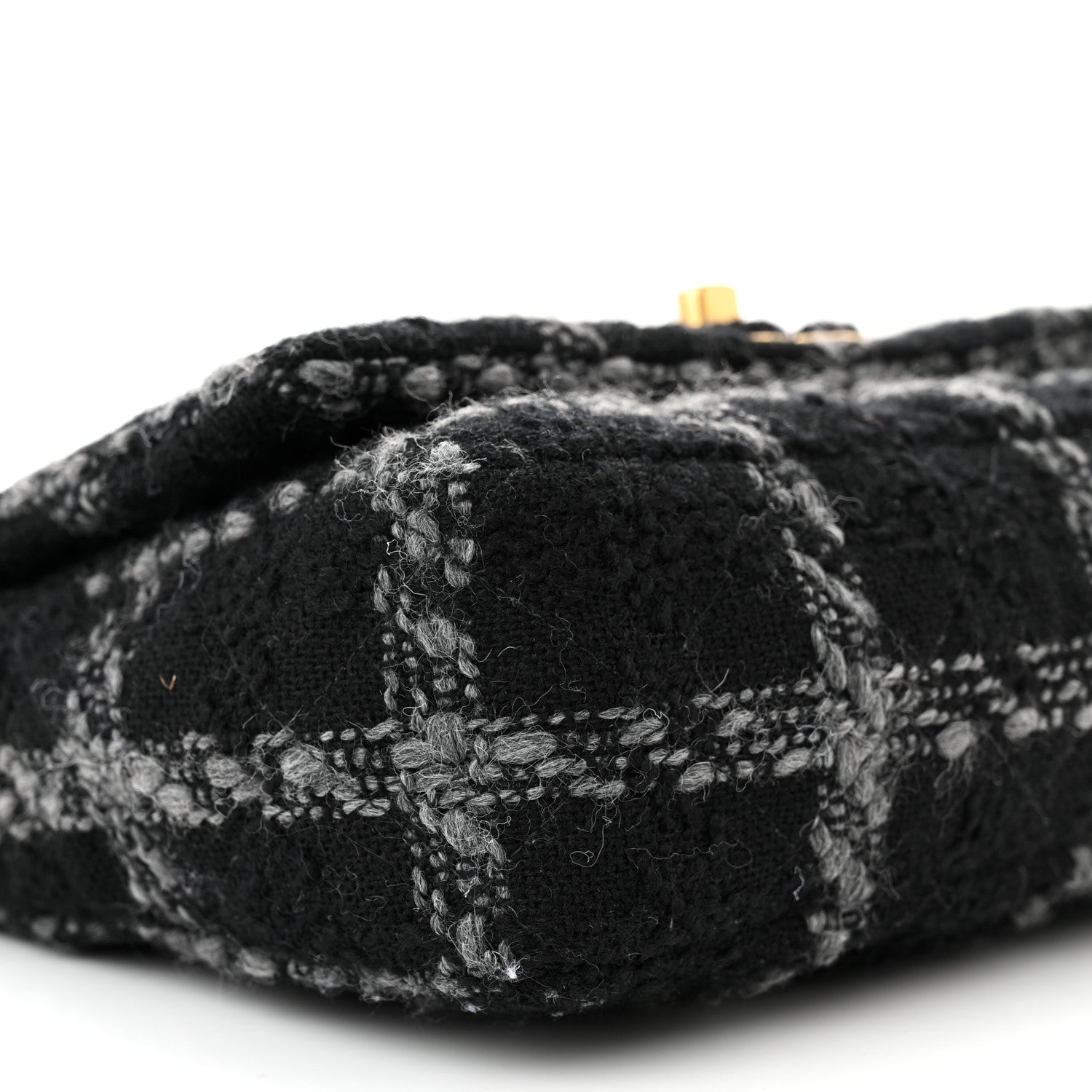 Chanel Wool Tweed Quilted Elegant Chain Flap Black Grey 9 of 10
