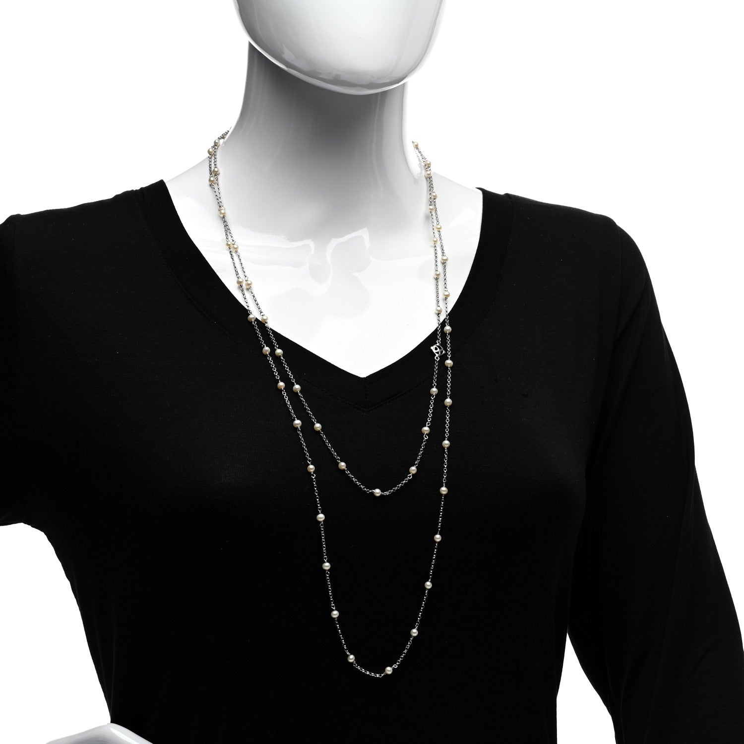 David Yurman Sterling Silver Freshwater Pearl Bead Chain Necklace 2 of 4