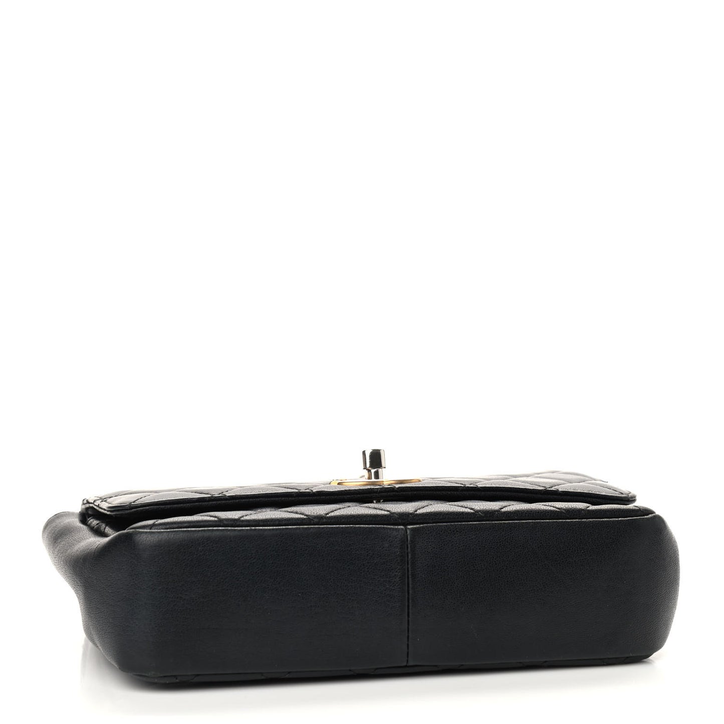 Lambskin Quilted Camellia Flower Flap Black