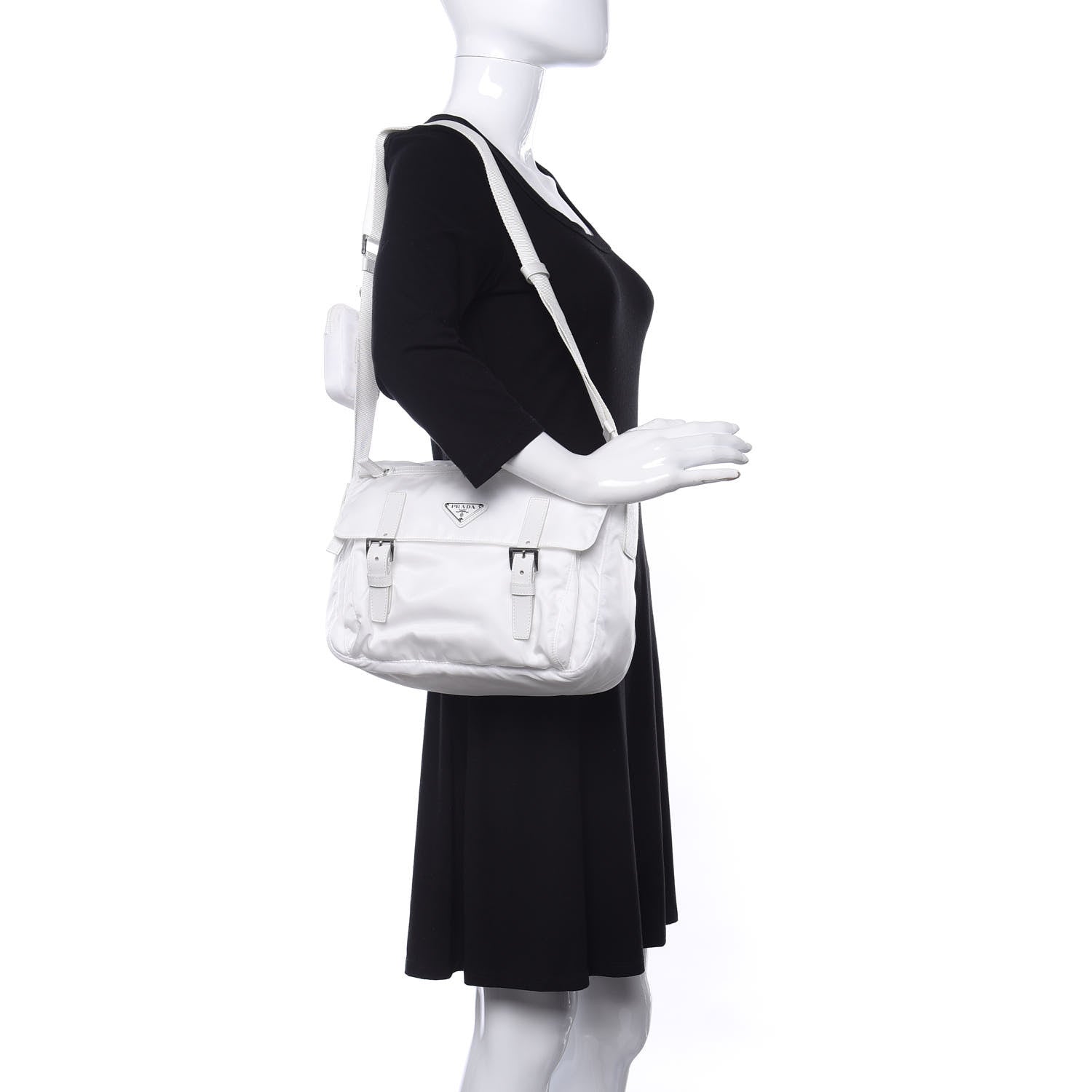 Prada Re-Nylon Single Pocket Messenger Bag White 2 of 10