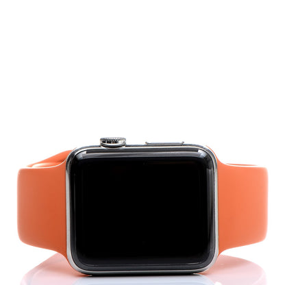 Hermes Silicone 42mm Series 2 Apple Watch Single Tour Orange 3 of 7