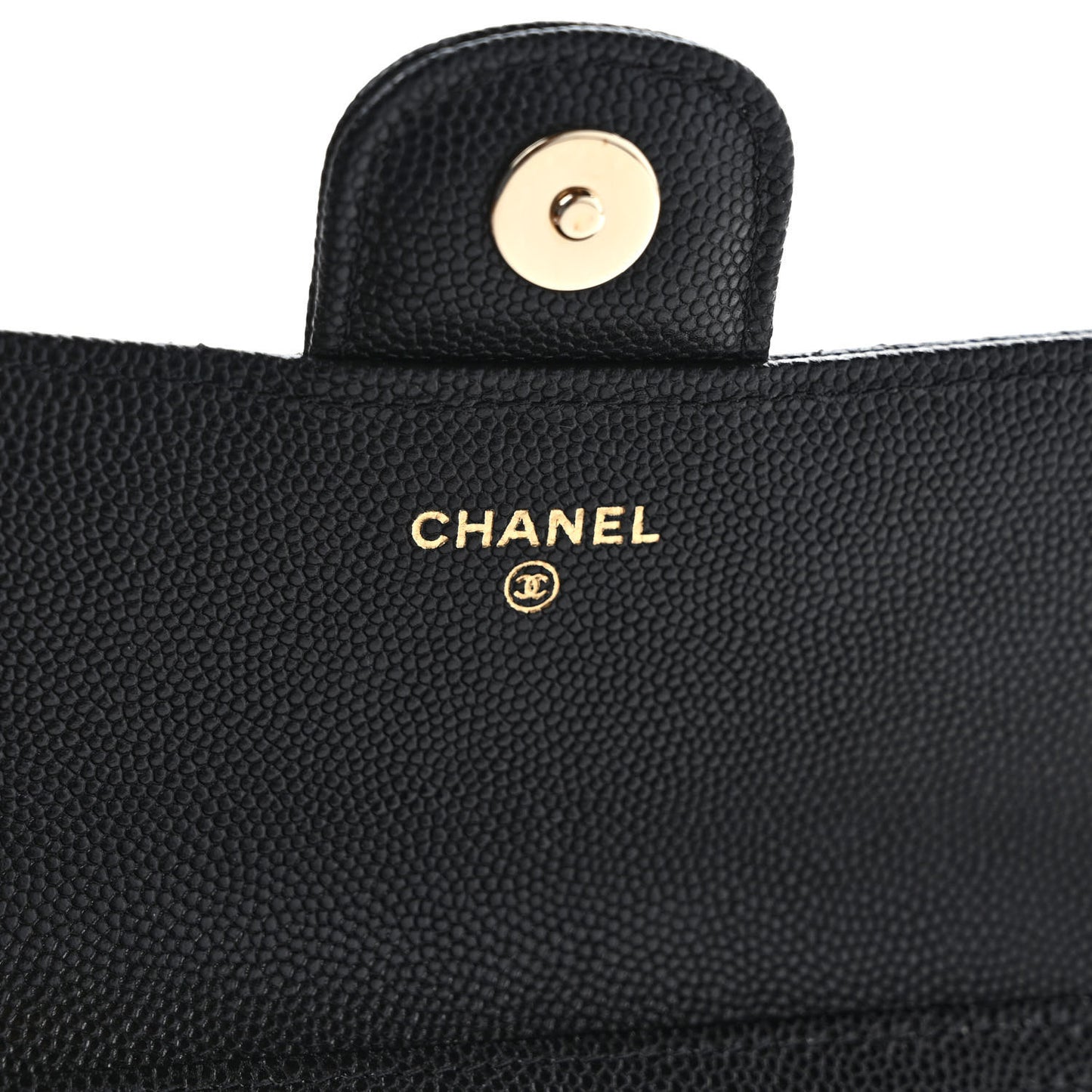 Caviar Quilted Glasses Case With Chain Black