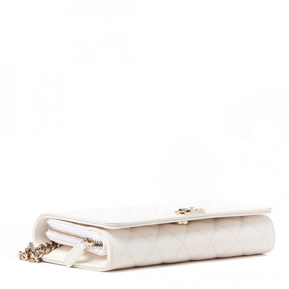 Chanel Caviar Quilted Boy Wallet On Chain WOC White 4 of 10
