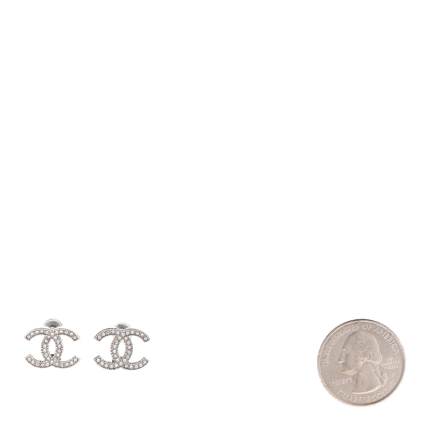Chanel Crystal CC Earrings Silver 2 of 4