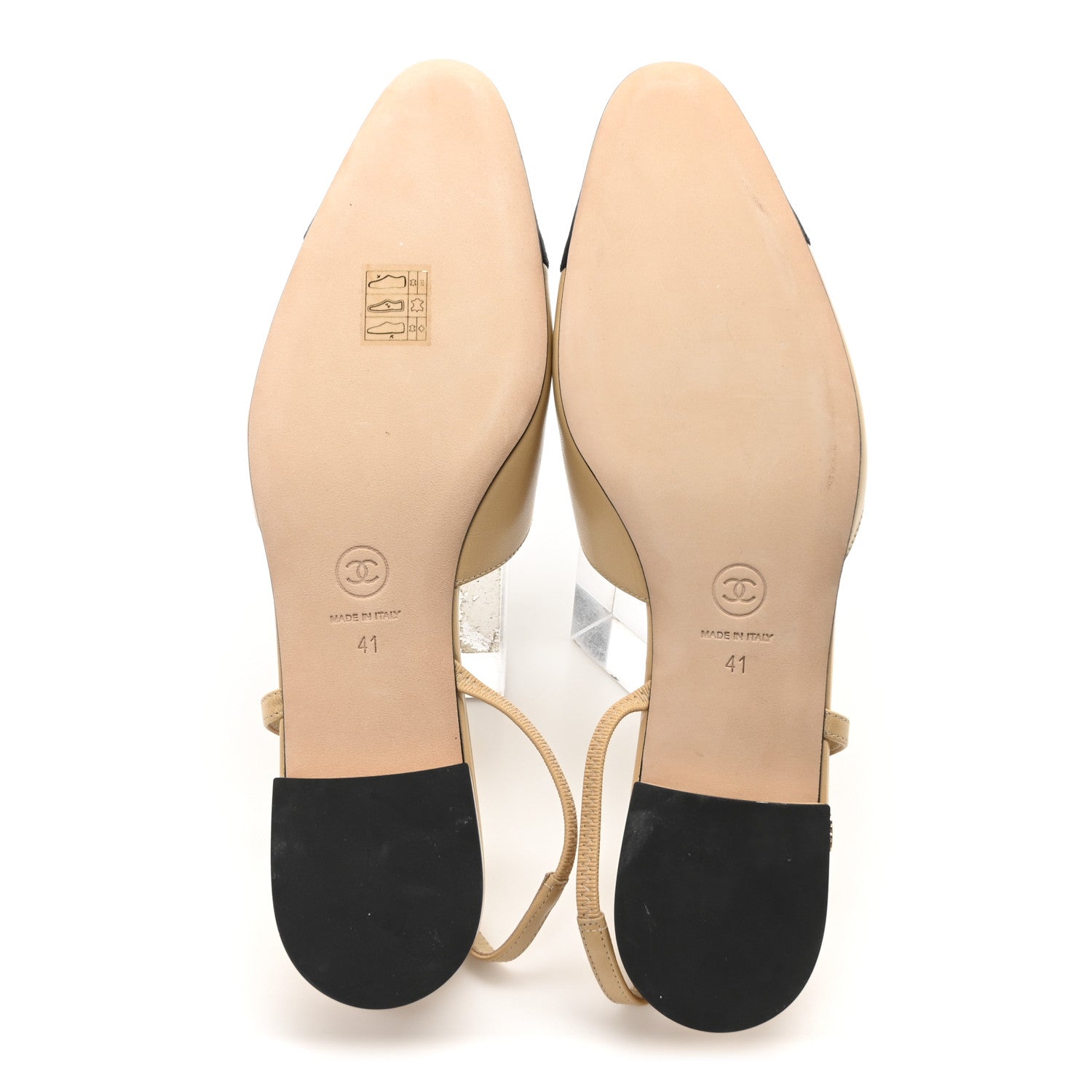 Chanel Lambskin Grosgrain Cap Toe CC Slingback Sandals 41 Beige Black 6 of 8