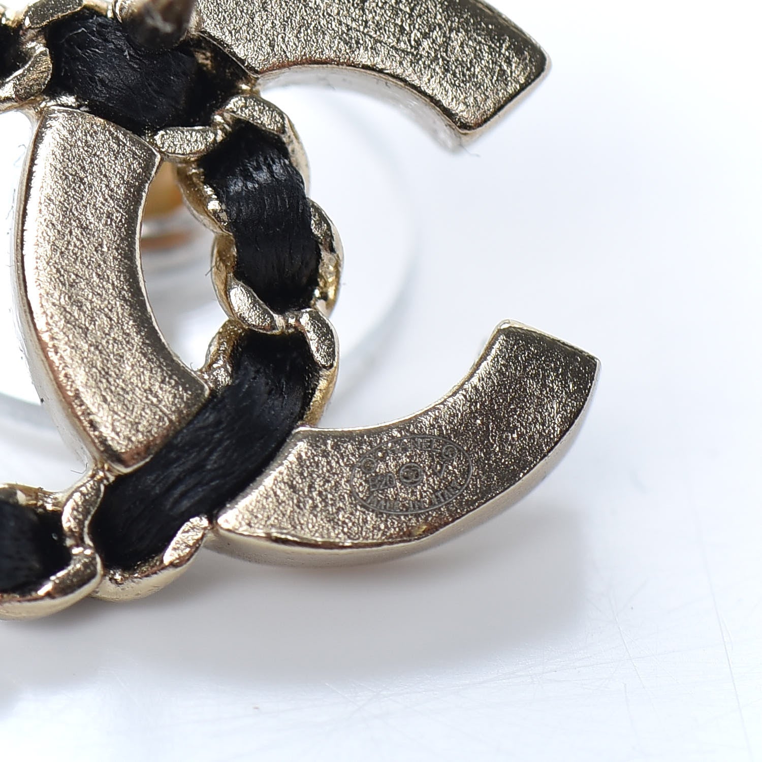 Chanel Crystal Baguette Lambskin Chain CC Vintage Allure Stud Earrings Black Gold 4 of 5