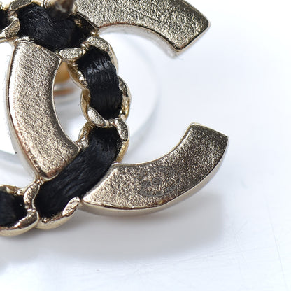 Chanel Crystal Baguette Lambskin Chain CC Vintage Allure Stud Earrings Black Gold 4 of 5