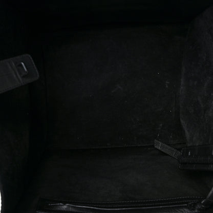 Celine Crocodile Embossed Calfskin Medium Phantom Luggage Black 5 of 8