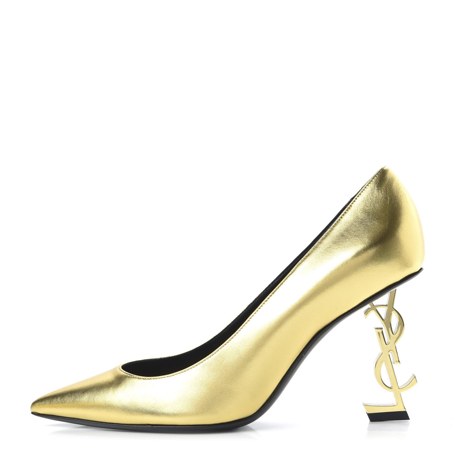 Saint Laurent Calfskin Opyum 85 Pumps 38.5 Gold 1 of 9