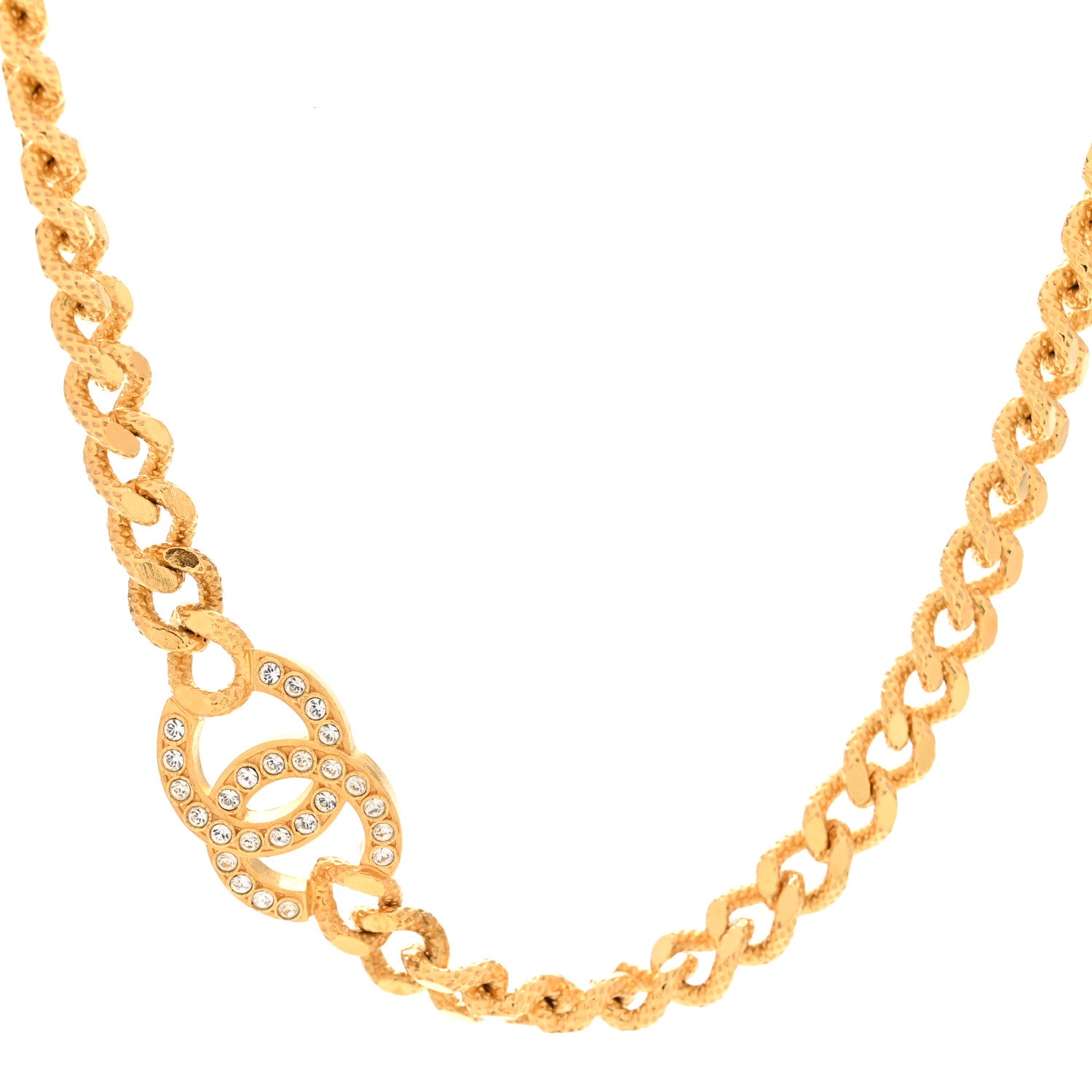 Chanel Crystal Chain Link CC Choker Necklace Gold 4 of 6