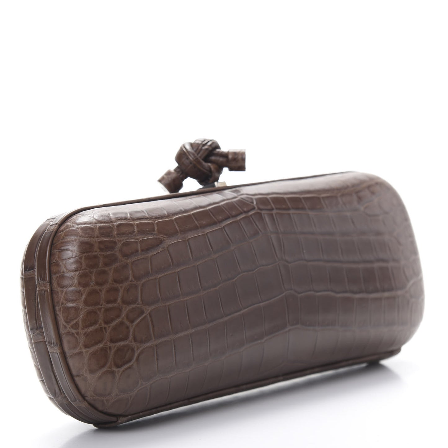 Crocodile Stretch Knot Clutch Brown