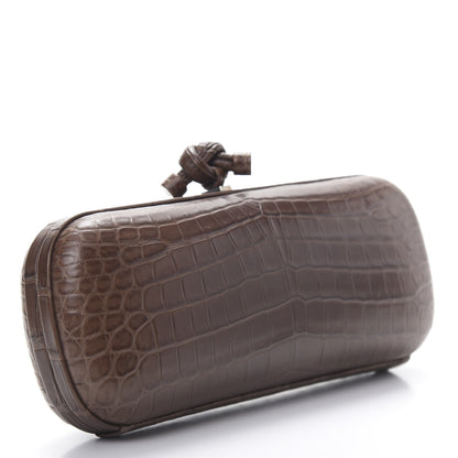 Bottega Veneta Crocodile Stretch Knot Clutch Brown 3 of 6