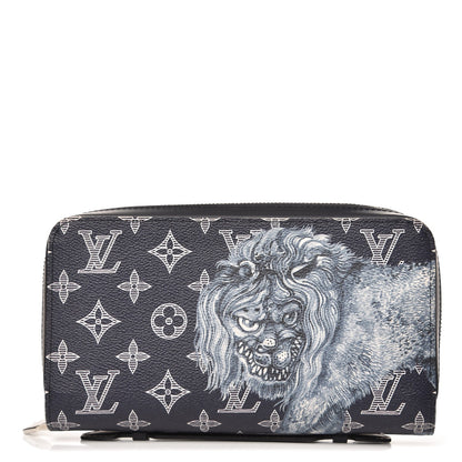 Louis Vuitton Savane Monogram Lion Chapman XL Zippy Wallet Ink 1 of 8