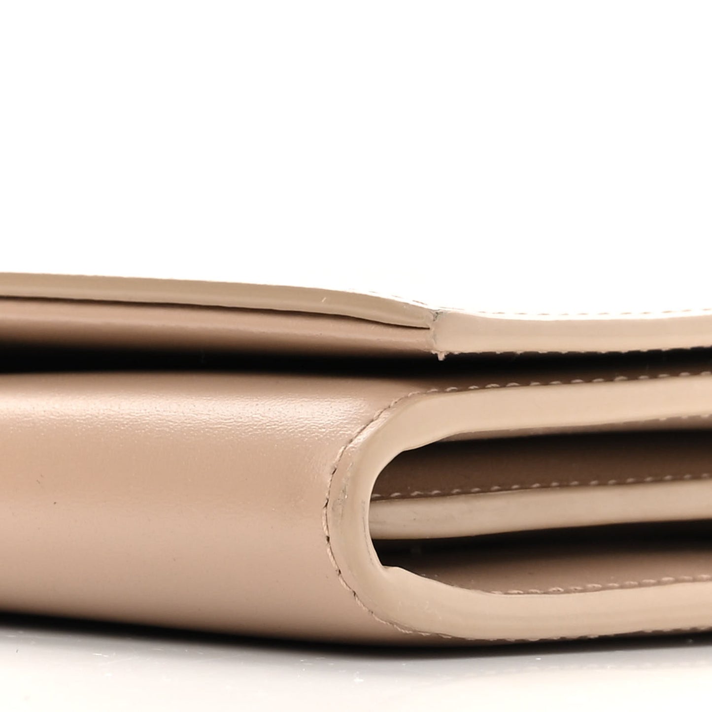 Glossy Calfskin Monogram Chain Wallet Dark Beige