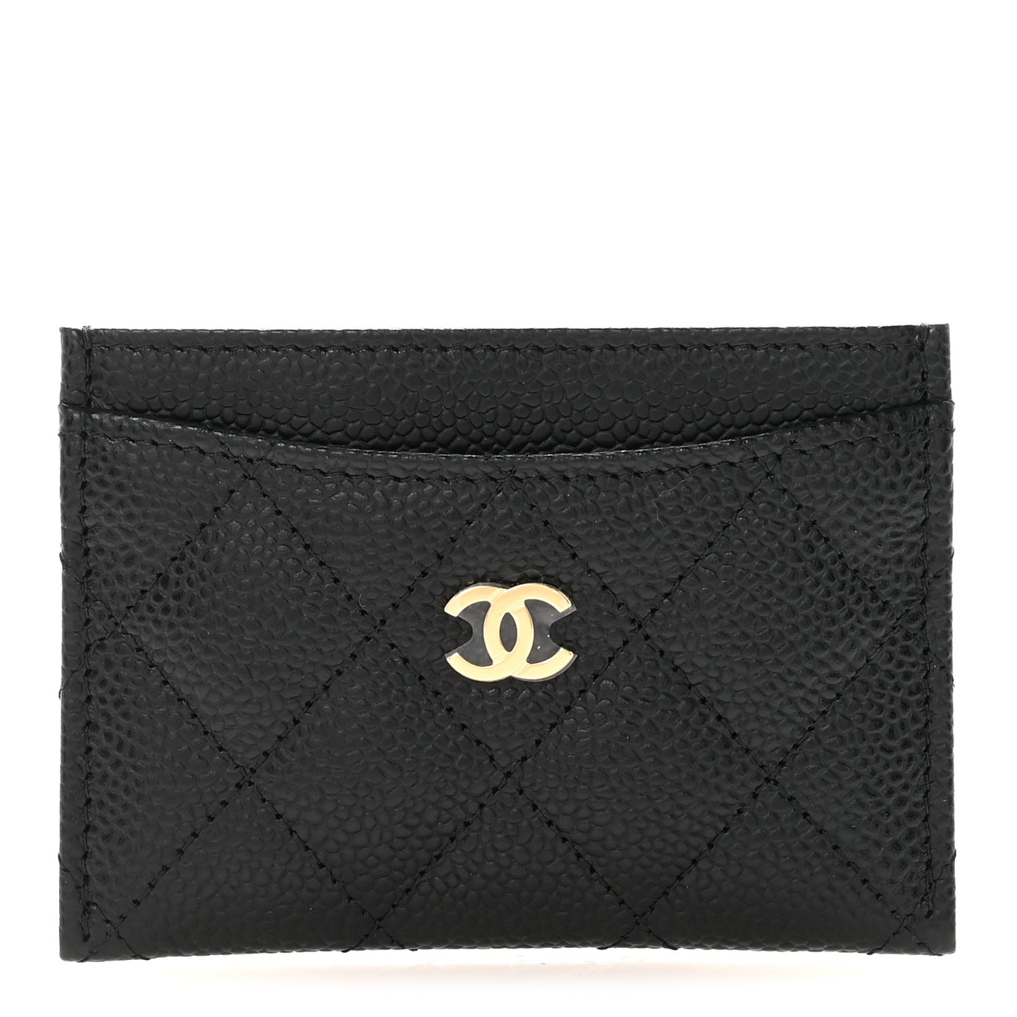 Caviar Quilted Card Holder Black