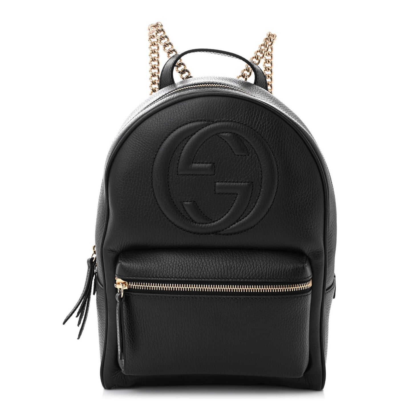 Pebbled Calfskin Soho Chain Backpack Black