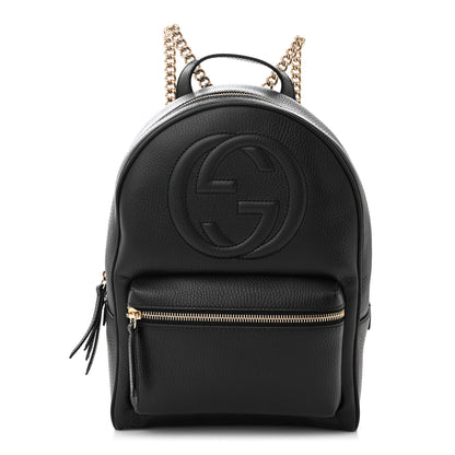 Gucci Pebbled Calfskin Soho Chain Backpack Black 1 of 10
