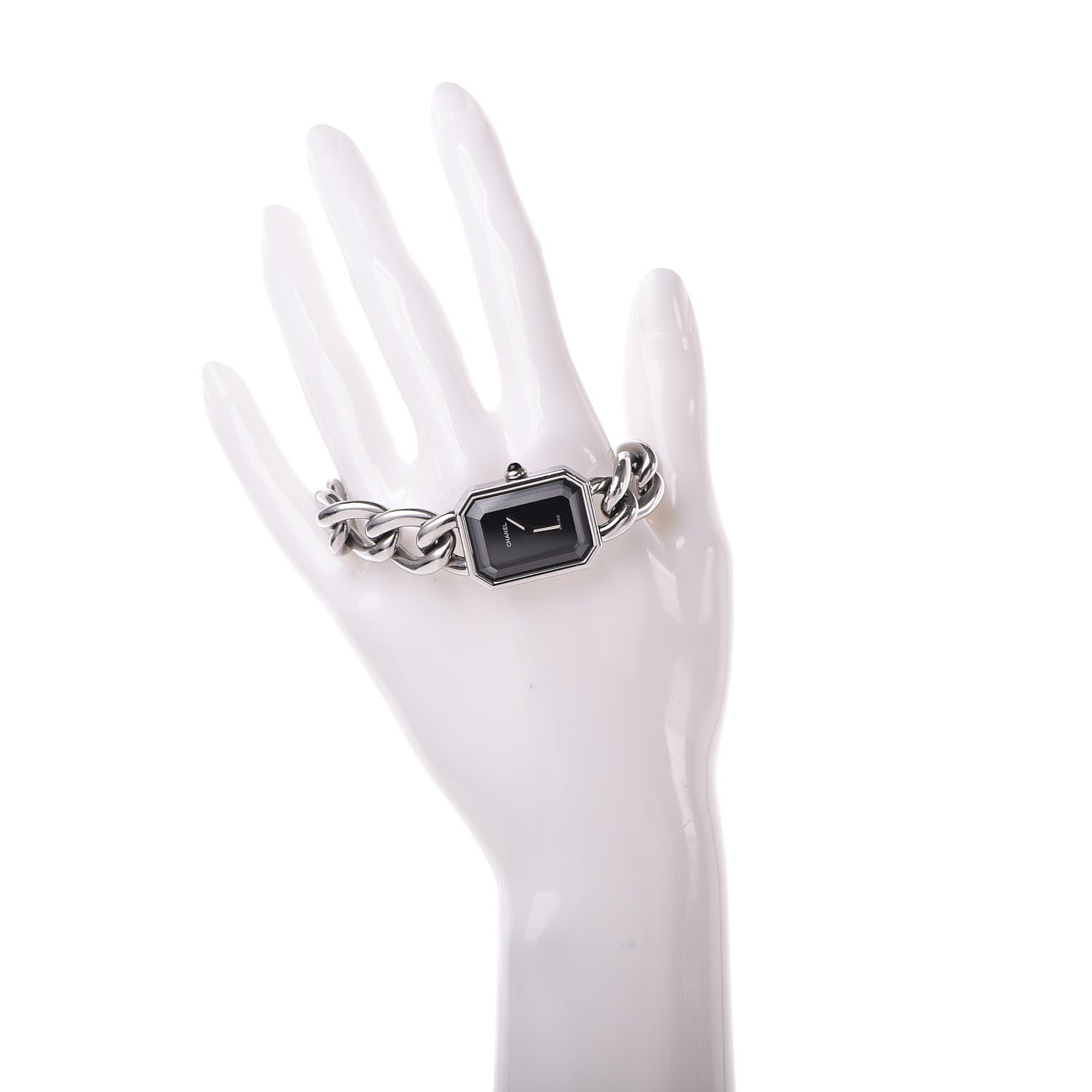 Chanel Stainless Steel 20mm Chain Premiere Quartz Watch Black L 2 of 6