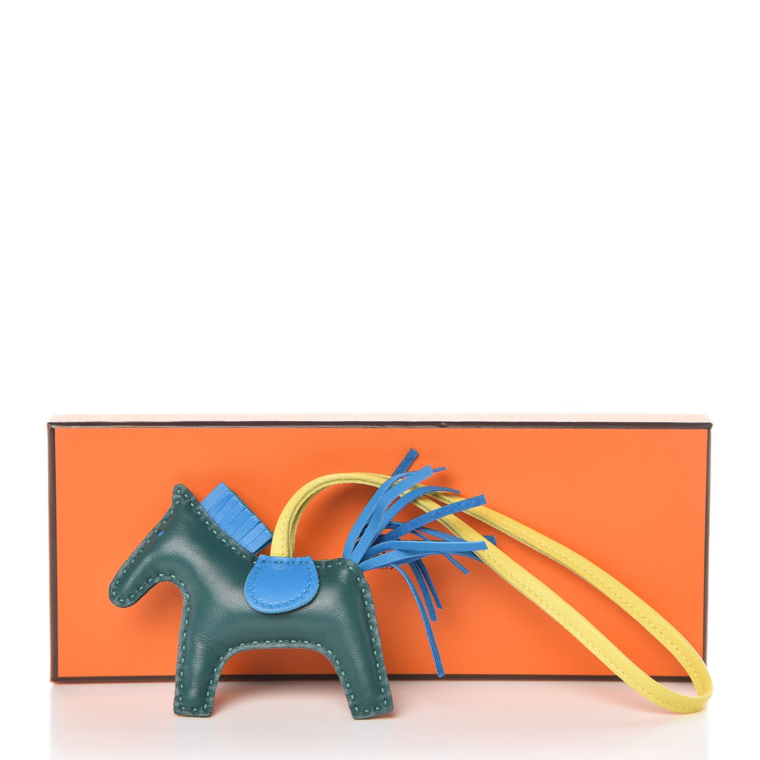 Hermes Milo Lambskin Grigri Rodeo Horse Bag Charm PM Malachite Bleu Zanzibar Lime 4 of 4