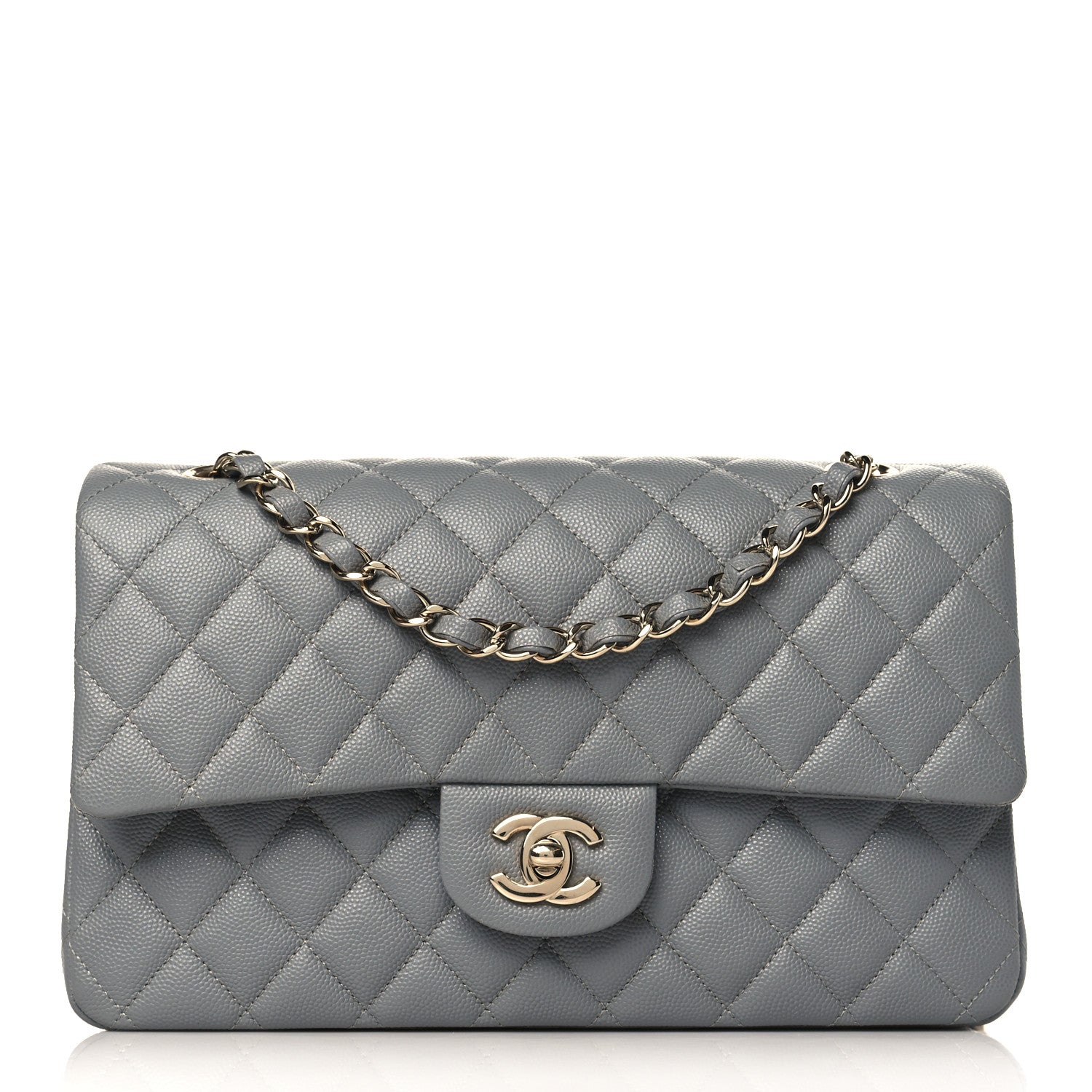 Chanel Caviar Quilted Medium Double Flap Grey 1 of 9