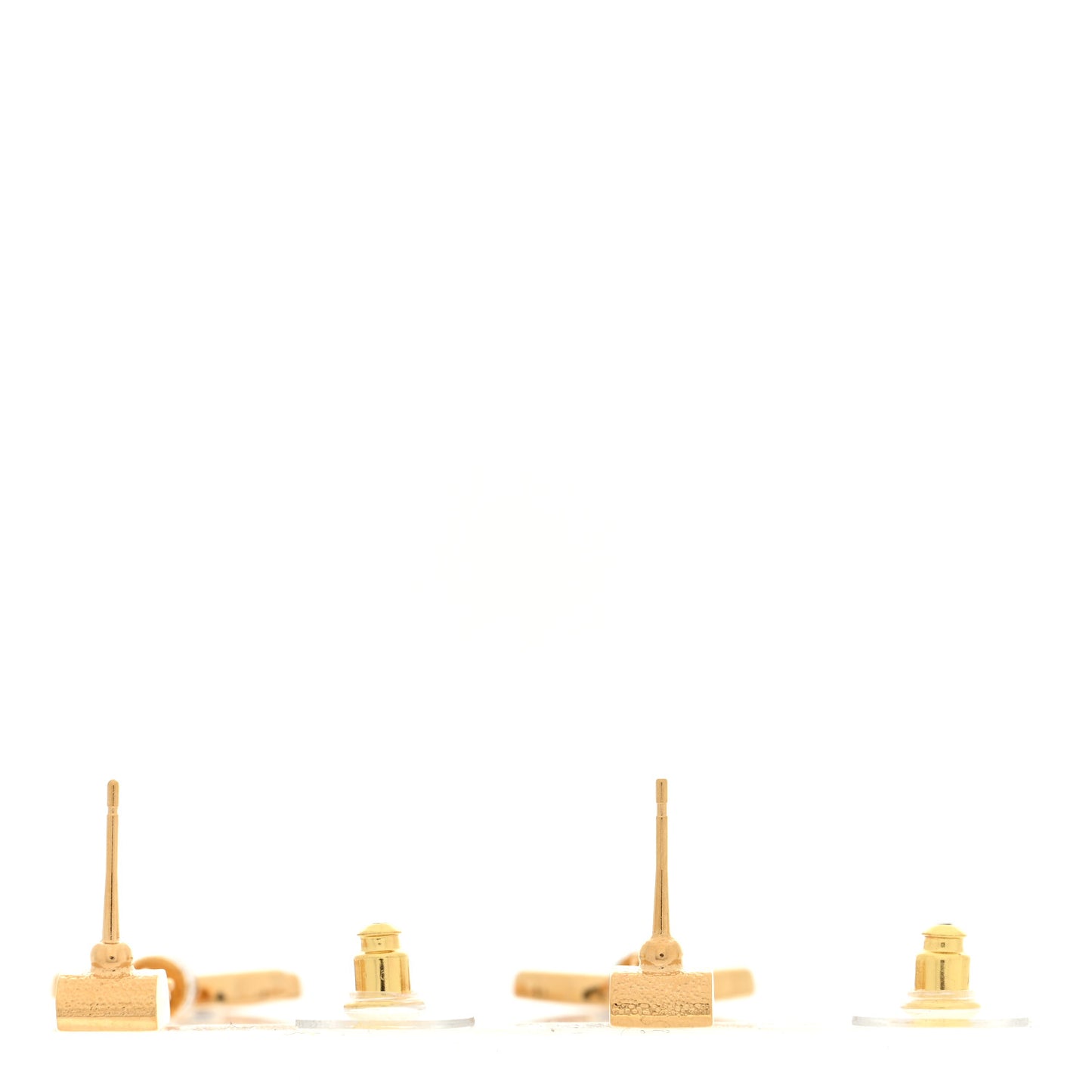 Metal Enamel CC Square Drop Earrings Gold White Black