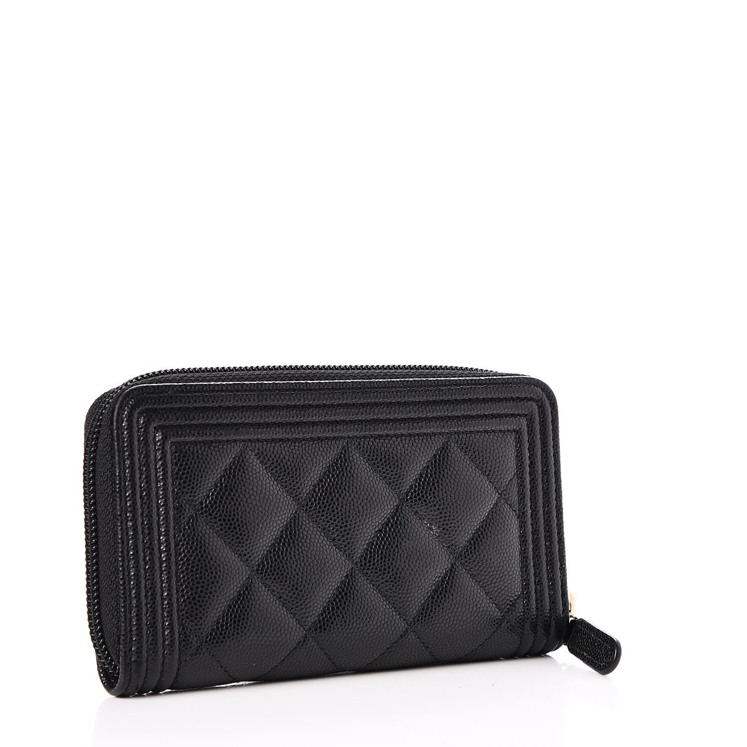Chanel Caviar Quilted Boy Small Zip Around Wallet Black 3 of 10