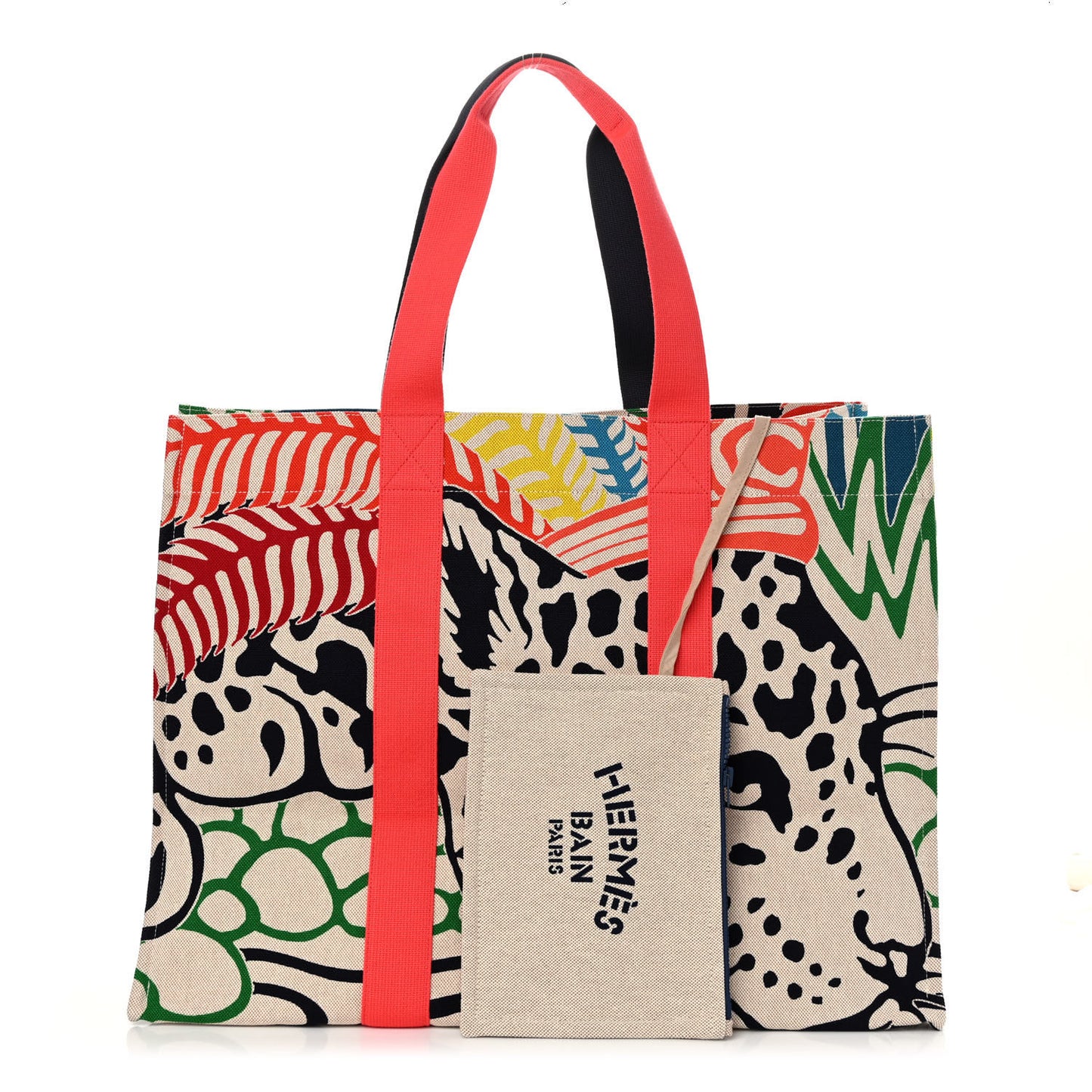Cotton Canvas Jaguar Quetzal Beach Bag